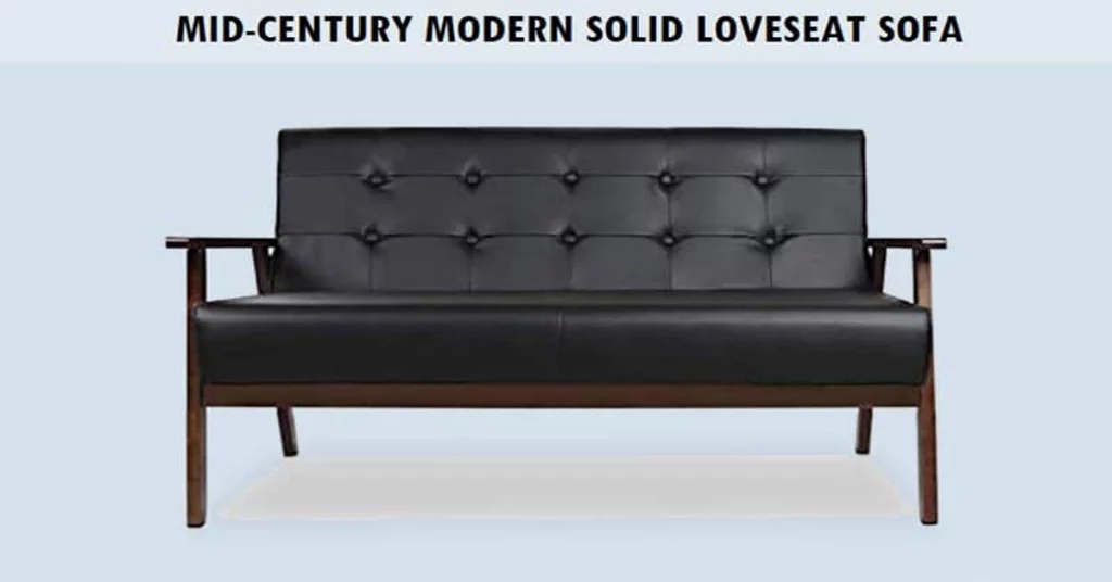 Mid-Century Modern Solid Loveseat Sofa