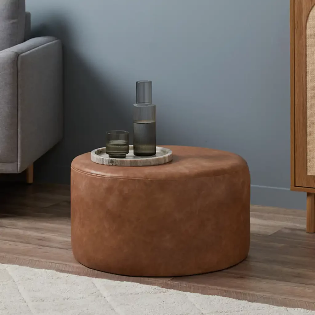 faux leather ottoman