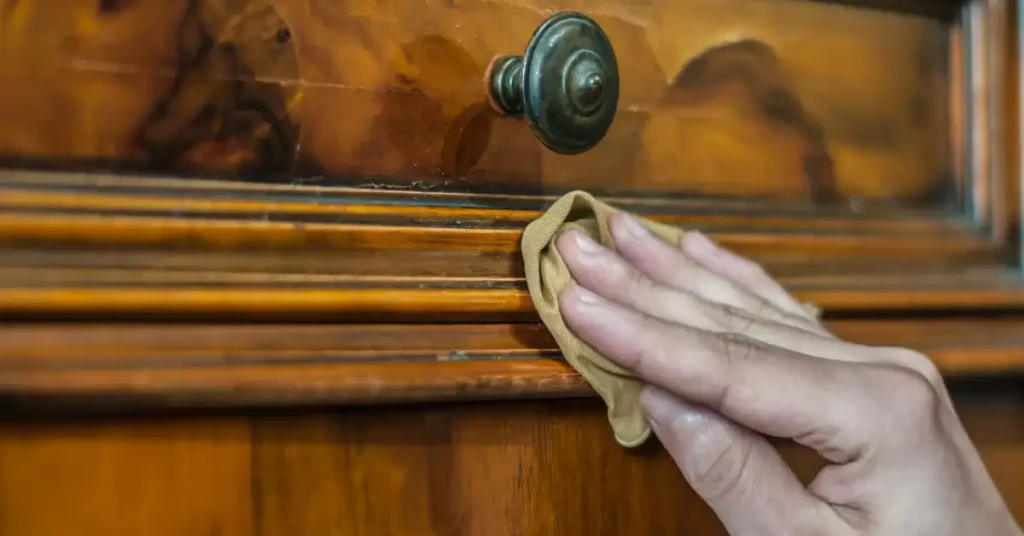 remove wax buildup on wooden furniture