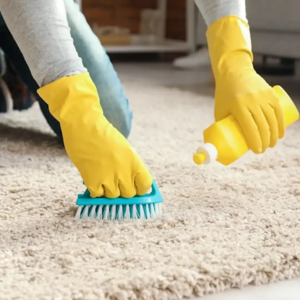scrubbing a carpet