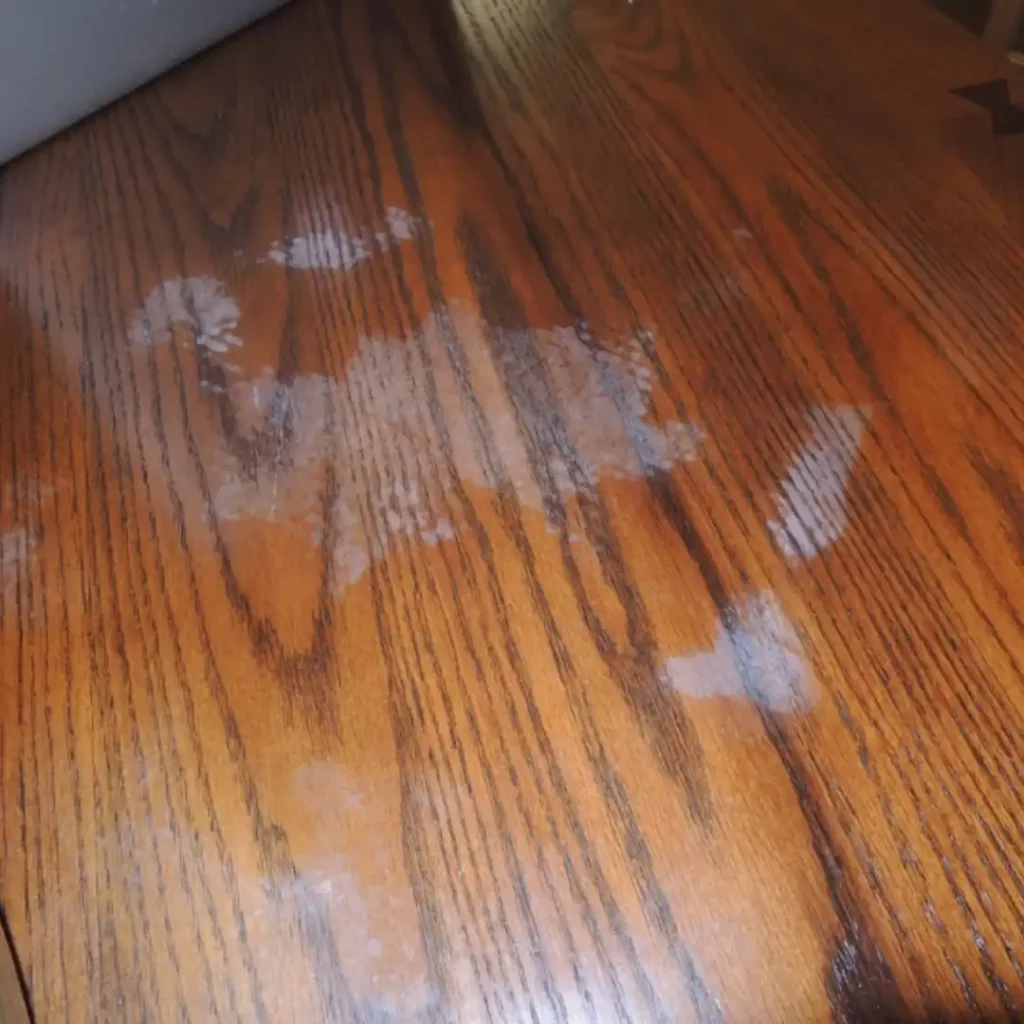 white burn marks on wood