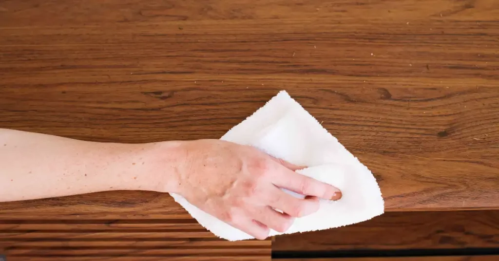 wiping wood surface