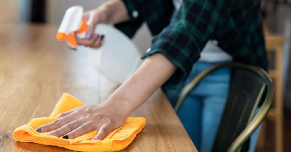 wiping nail glue off furniture