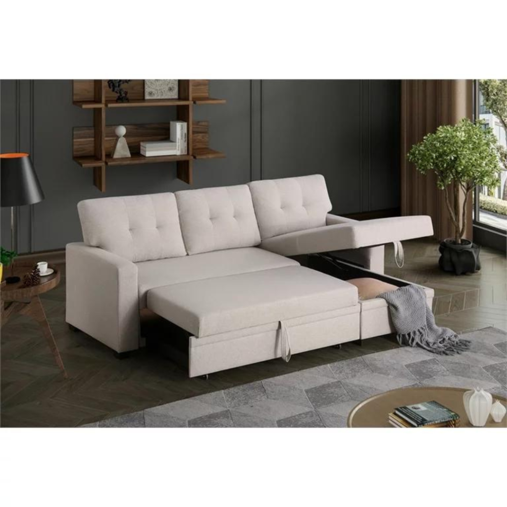 devion furniture contemporary reversible sleeper sectional sofa