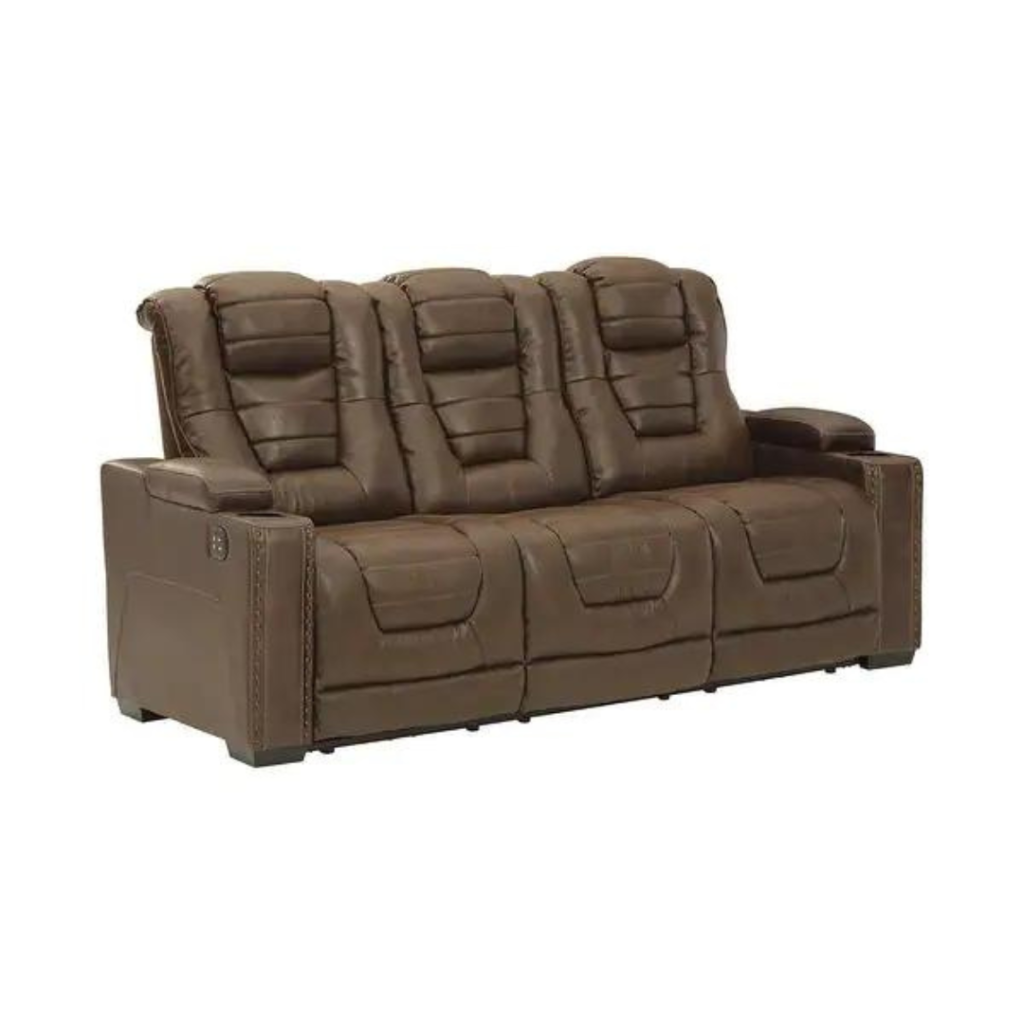 signature design by ashley owner's box faux leather power reclining sofa