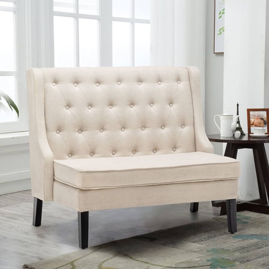 andeworld modern tufted loveseat settee sofa bench