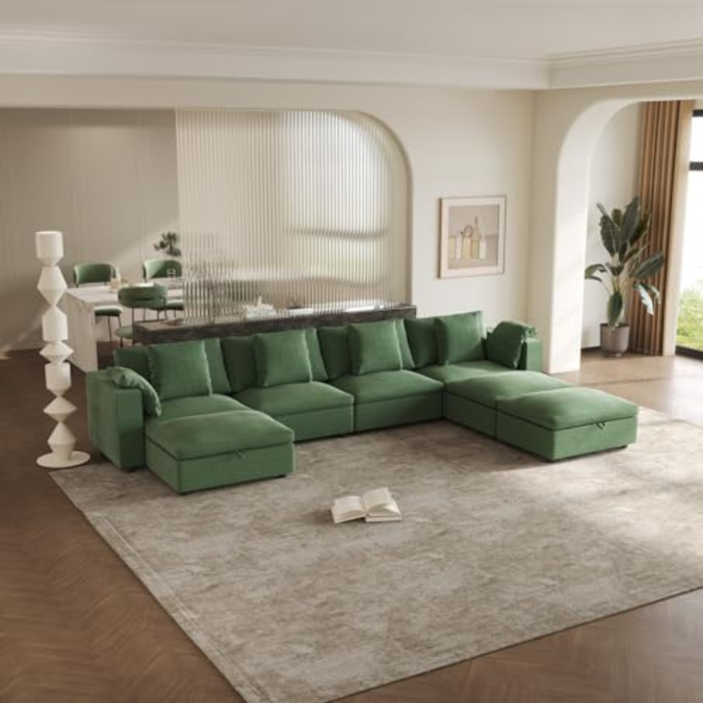 GraceNook 9 Seat Green Queen Sectional Sleeper Sofa GraceNook 9 seat green queen sectional sleeper sofa