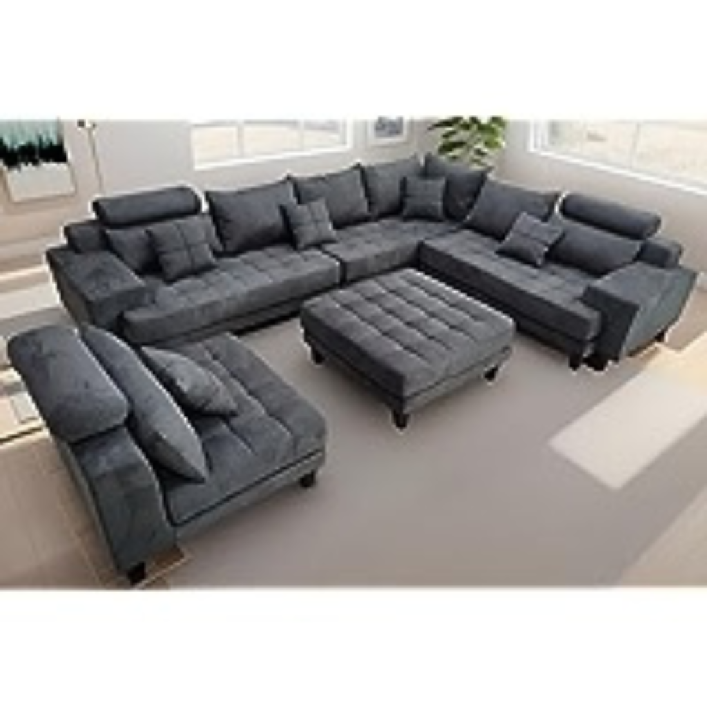 STENDMAR 5 piece u shape reversible modular contemporary high back sofa with headrest